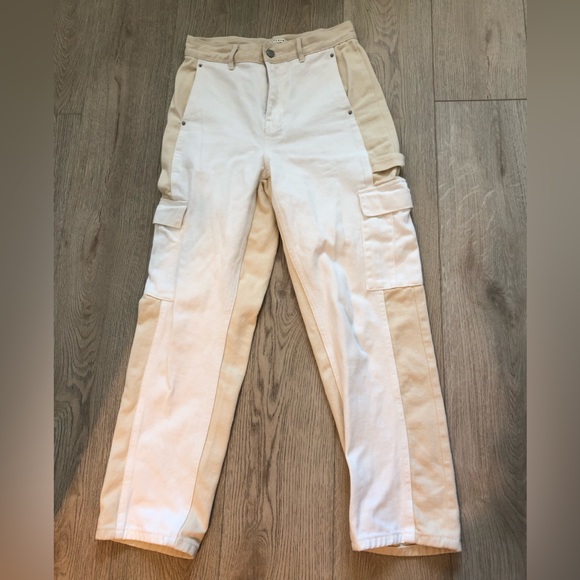 PacSun Utility Barrel Tan Cargo Pants High Waist Tan & Cream Jeans women’s 27 - Picture 3 of 10